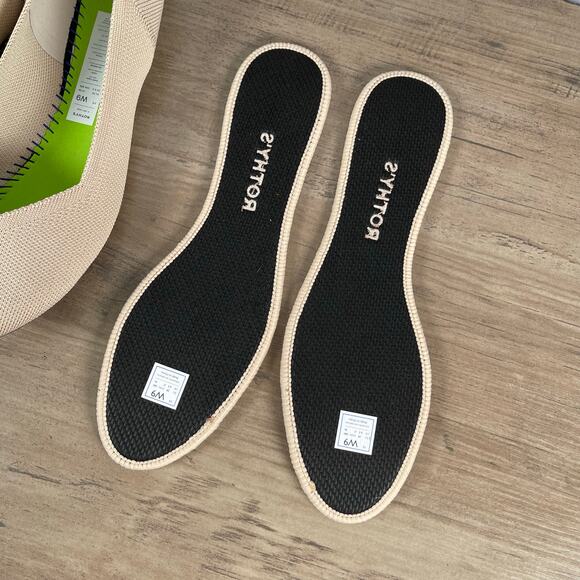 Rothy's The Flat in Ecru Womens 9 Creamy Beige Tortoise Outsole Round Toe - Picture 14 of 16